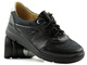 Skórzane półbuty damskie w stylu sportowym - HELIOS Komfort 386, czarne