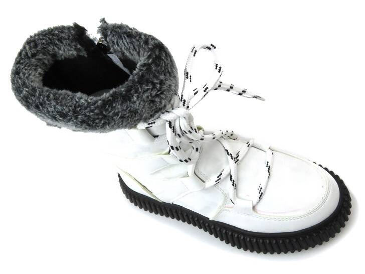 Cieplutkie kozaczki dziecięce na suwak - Navy Dot 22-61069, białe II Gatunek