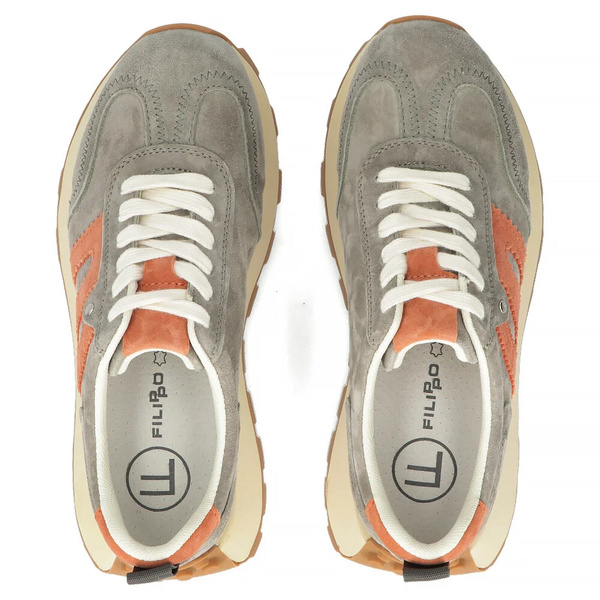 Sneakersy damskie - Filippo DP6743/25, khaki, sznurowane