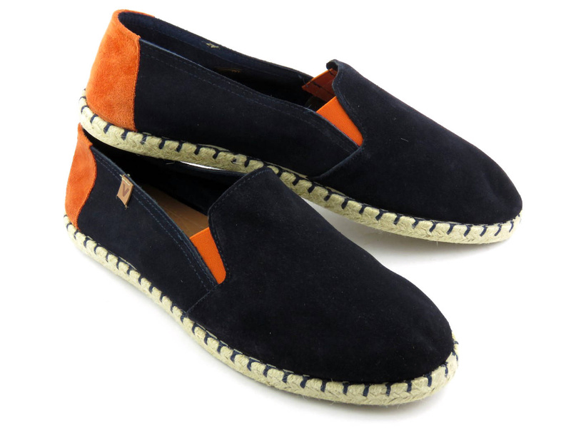 Espadryle męskie ze skóry zamszowej - VENEZIA 433-16392, granatowe