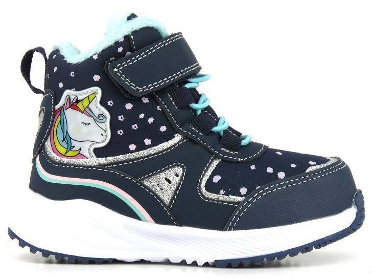 Śniegowce dziecięce z jednorożcem - AMERICAN CLUB Softshell RL 93/22, granatowe