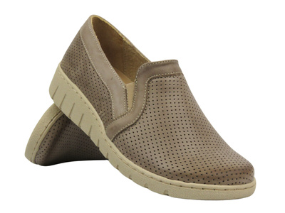 Półbuty damskie wsuwane - Helios Komfort 430, beżowe