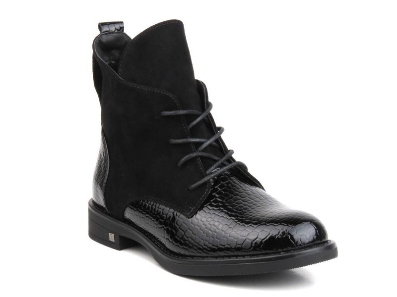 Ocieplane botki damskie - Potocki 23-12080BKC, czarne