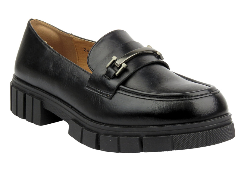 Eleganckie półbuty damskie - Potocki 24-12464BK, czarne