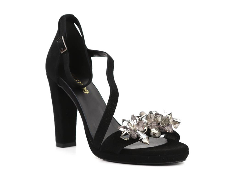 Sandały damskie na słupku - Uncome 36301, czarne