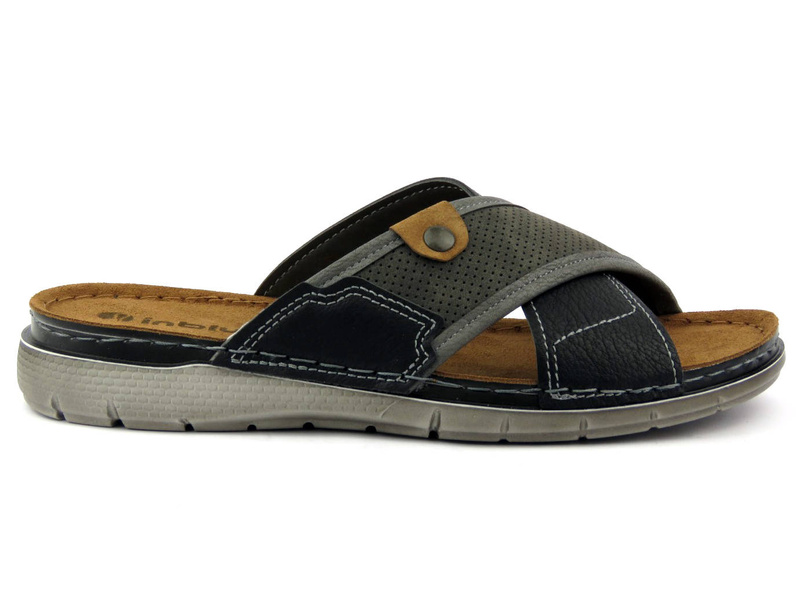 Klapki męskie ze skórzaną wkładką - INBLU VI-09, szare