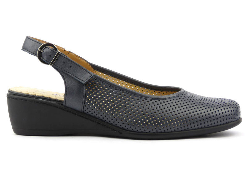 Wygodne sandały damskie na koturnie - Kosela Medic 9282, granatowe