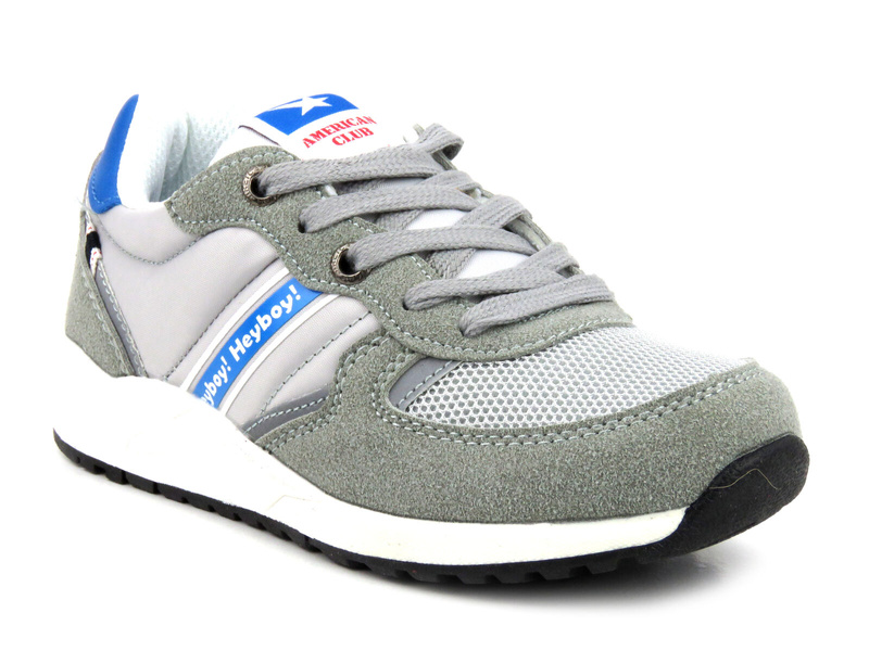 Sneakersy dziecięce sznurowane - AMERICAN CLUB ES 03/21, szare