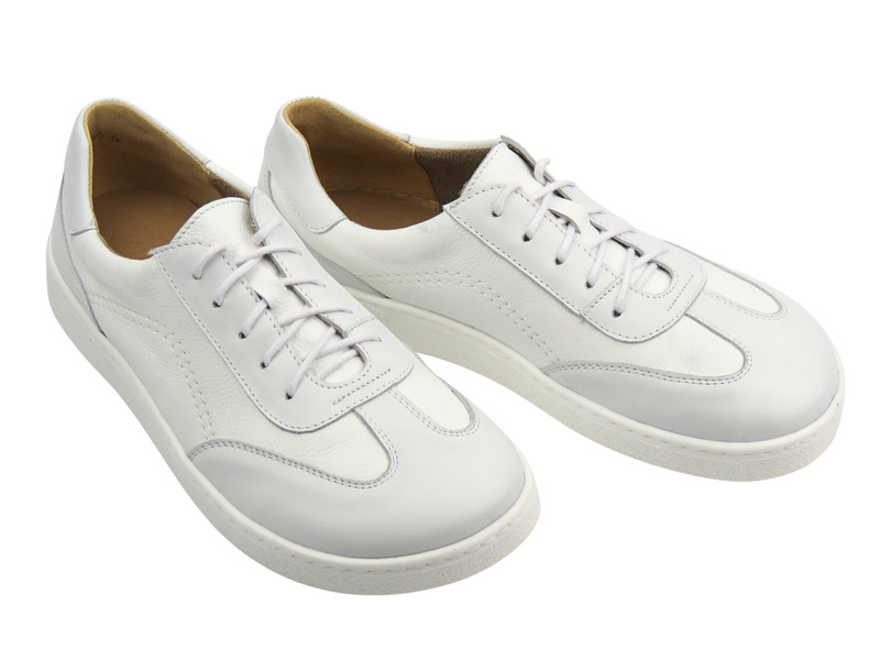 Barefoot skórzane minimalistyczne półbuty męskie białe Helios Komfort 830