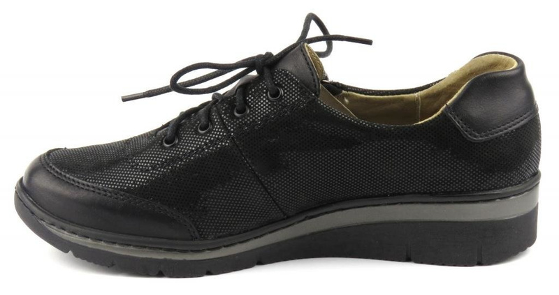 Skórzane buty damskie sportowe - Helios Komfort 334-2, czarne