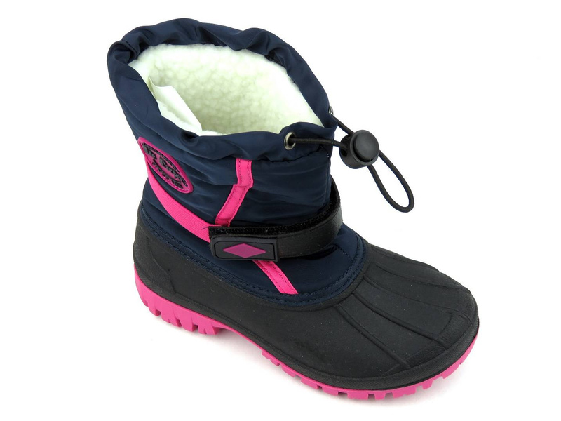 Śniegowce dziecięce ocieplane futerkiem - LEE COOPER LCJ-21-44-0522K, czarno-różowe