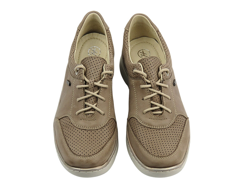 Skórzane półbuty damskie w stylu sportowym beżowe Helios Komfort 386