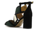 Eleganckie sandały damskie na słupku - MACIEJKA 05181-09, czarne z zielenią i złotem
