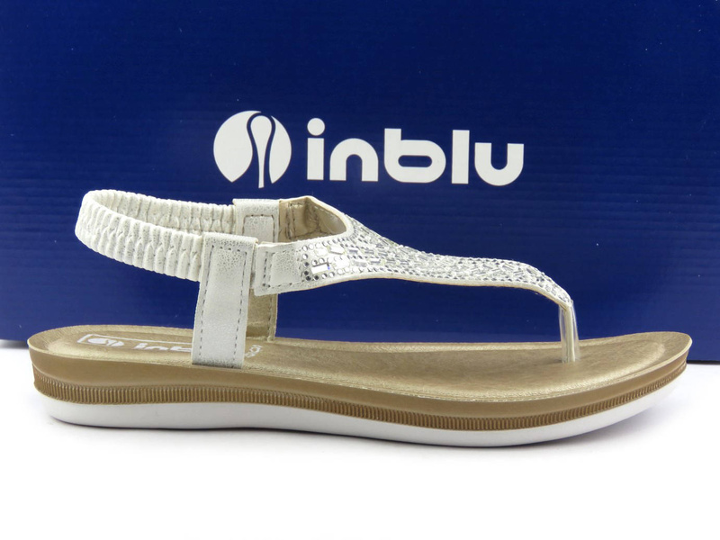 Sandały, japonki damskie wsuwane - Inblu BA-43, białe