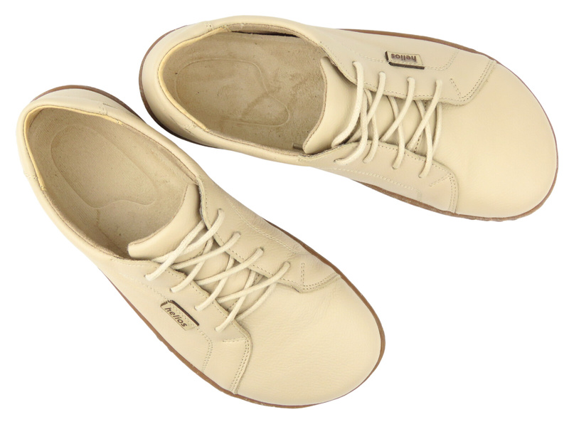 Skórzane minimalistyczne półbuty damskie barefoot Helios Komfort 451, ecru