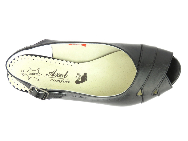 Wygodne sandały damskie ze skóry licowej - AXEL 2286, czarne