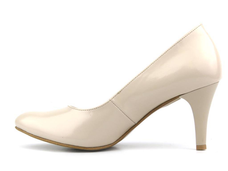 Lakierowane czółenka na szpilce - AGXBUT 426, beżowe