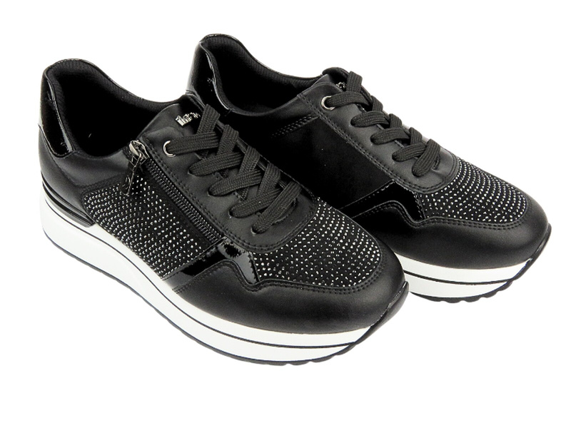 Sneakersy damskie z kryształkami czarne Inblu IN-392