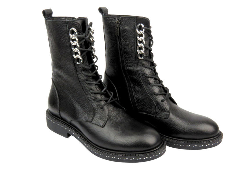 Botki Trapery Damskie - VENEZIA L030LEBLOBB034 Czarne Na Zamek