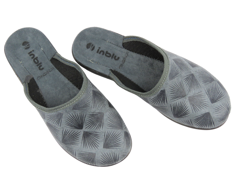 Damskie kapcie Inblu 5D-27 szare z geometrycznym wzorem
