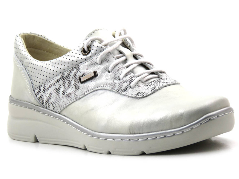 Półbuty damskie, sneakersy polskiej produkcji - HELIOS Komfort 396, srebrne
