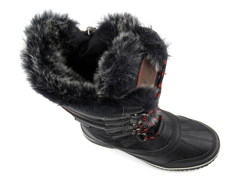 Wysokie, ciepłe śniegowce damskie WATERPROOF - VEMONT 7Z2046C, czarne