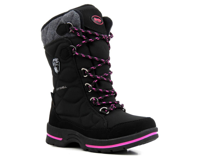 Śniegowce dziecięce z membraną i softshell - AMERICAN CLUB SN19, czarne