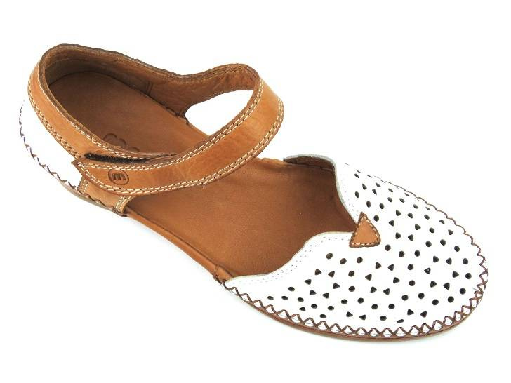 Sandały damskie na koturnie - Manitu 910156, białe