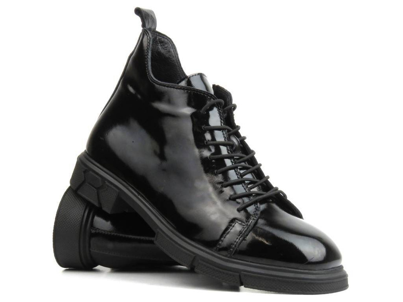 Botki, trzewiki damskie lakierowane - VENEZIA G1467155, czarne