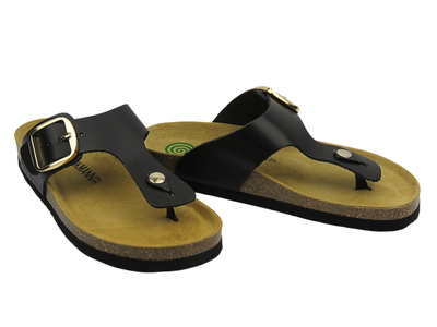 Japonki damskie z szerokimi paskami - Dr Brinkmann 700681-01, czarne