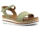 Sandały damskie na platformie - VENEZIA ESTI 261600, zielone ze złotymi przeszyciami