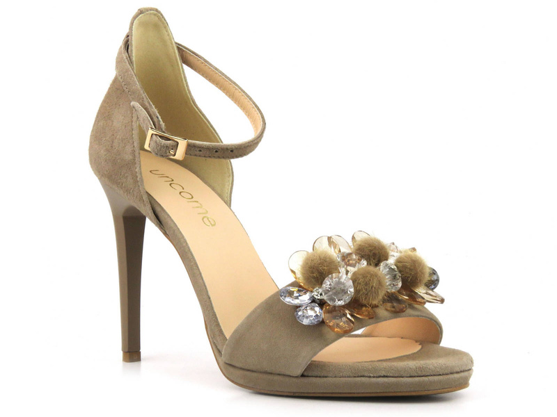 Sandały damskie na szpilce - Uncome 36306, beżowe