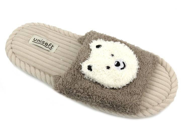 Futerkowe kapcie damskie - Unisoft 23PA11-6646, brązowe