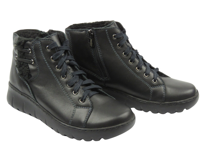 Botki damskie polskiej marki czarne HELIOS Komfort 785