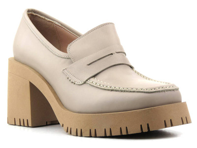 Mokasyny, półbuty damskie na obcasie - VENEZIA 043104A01D, beżowe