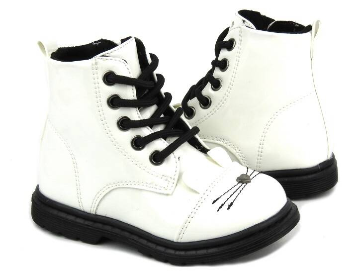 Ciepłe botki, trapery dziecięce - Miss E 21DZ23-4309, białe