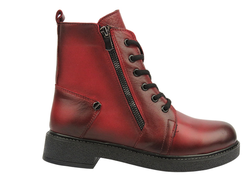 Botki damskie skórzane - VACARRO 1001, czerwone