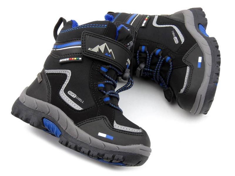 Ciepłe śniegowce dziecięce AMERICAN CLUB Soft Shell HL 31/21(22), czarne z niebieskim