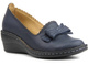 Czółenka, półbuty damskie na koturnie - MANITU 840029-05, granatowe