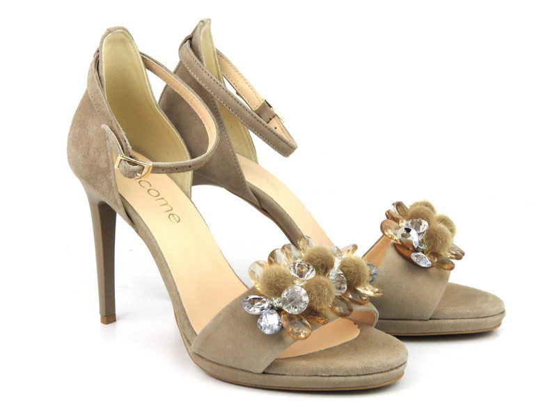 Sandały damskie na szpilce - Uncome 36306, beżowe