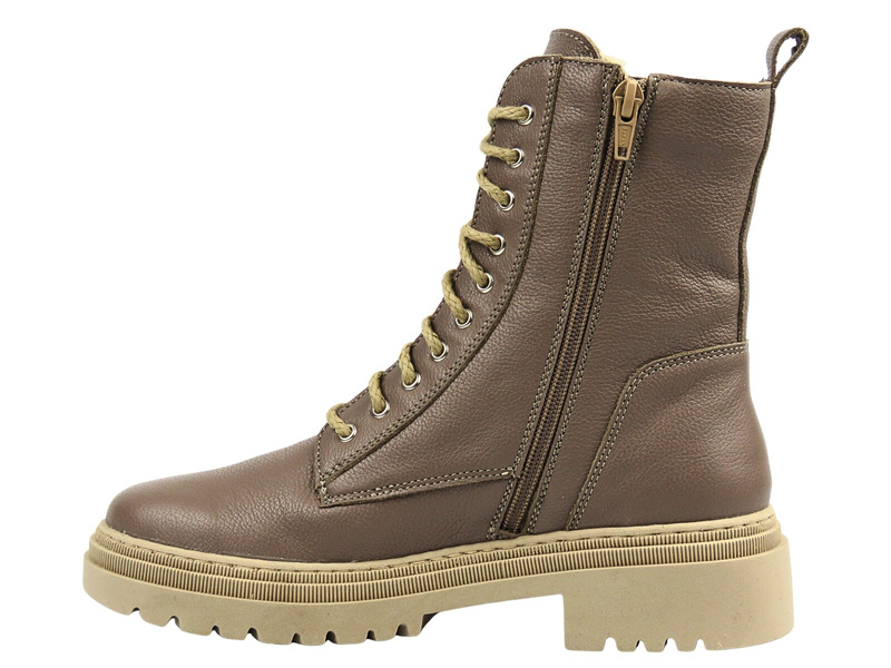 Wygodne botki damskie z naturalnej skóry Helios Komfort 1363, taupe