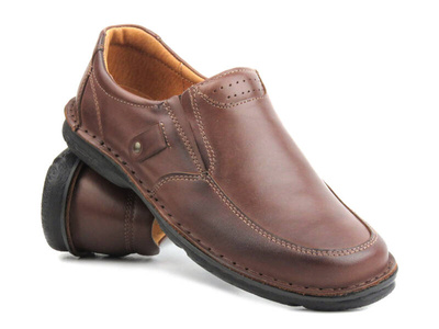 Skórzane półbuty męskie- Waldi 0947, brązowe