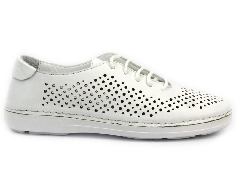 Ażurowe półbuty damskie - Artiker 54C0832, białe