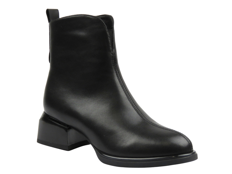 Ocieplane botki damskie na obcasie czarne Cambell 25-55319