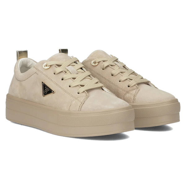 Skórzane sneakersy damskie na platformie - Filippo DP3533/24, beżowe