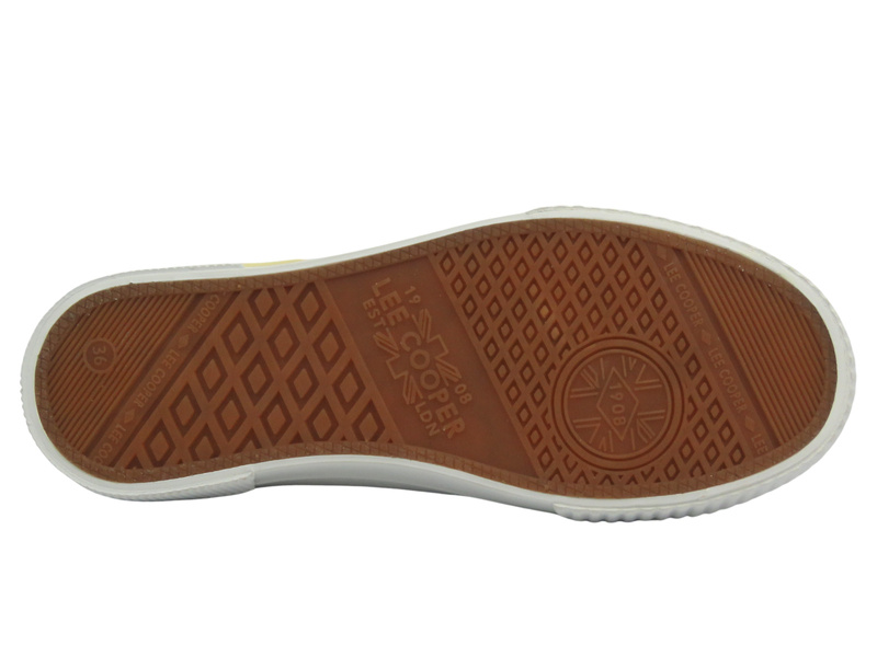 Trampki damskie na platformie - Lee Cooper 25-02-3326L, beżowe