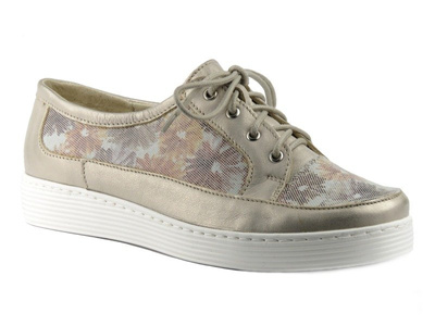 Lekkie, miękkie półbuty damskie ze skóry - Helios Komfort 358, złote