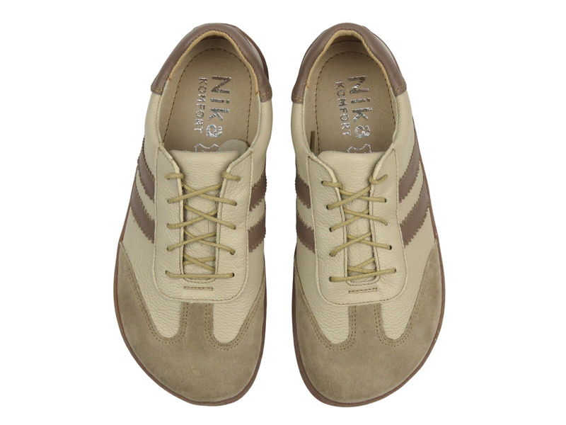 Barefoot skórzane, damskie beżowe Nika Komfort 1444 tegość G/H