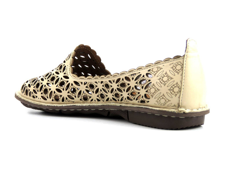 Ażurowe półbuty damskie - VENEZIA 0014101-1, beżowe