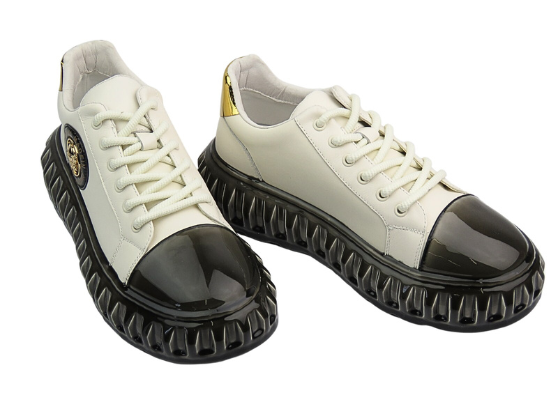 Nowoczesne sneakersy męskie białe JOHN DOUBARE CC2881